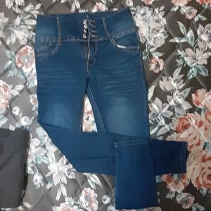 Mid rise dark blue jeans